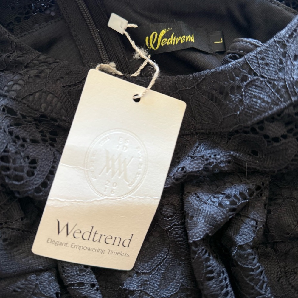 Wedtrend Black Lace Evening Maxi Dress – Size L (New with Tags) - Picture 3 of 6